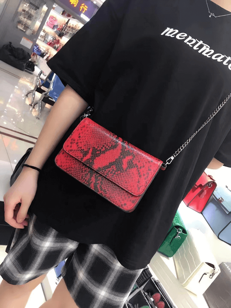 Small Single Shoulder Bag with Snake Pattern / Stylish Women's Clutch - HARD'N'HEAVY