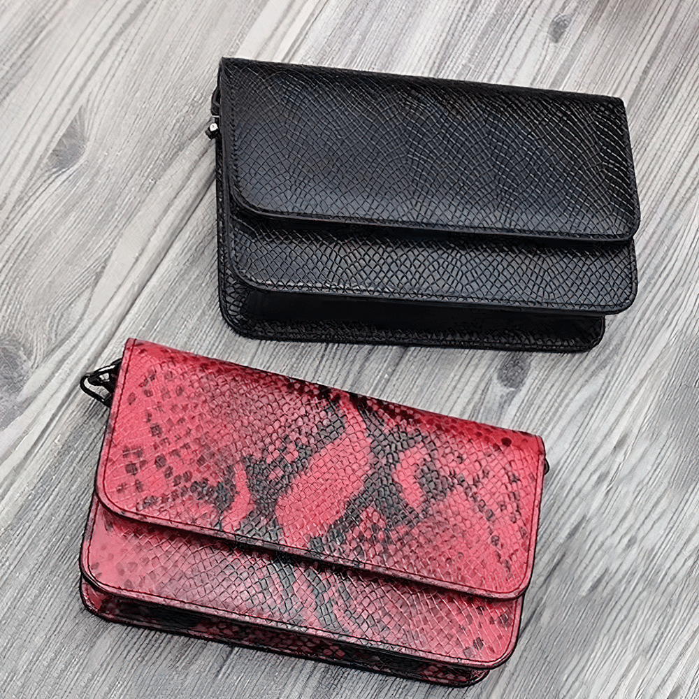 Small Single Shoulder Bag with Snake Pattern / Stylish Women's Clutch - HARD'N'HEAVY