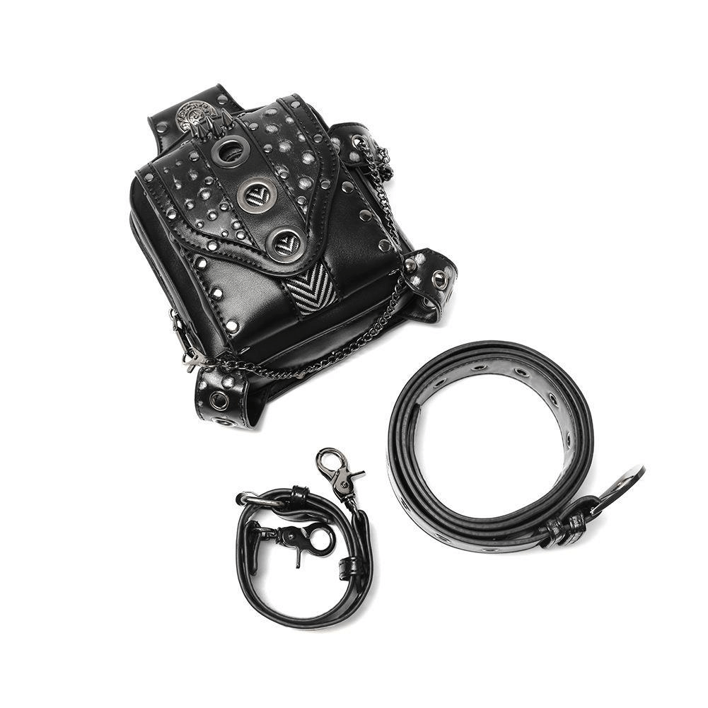 Small Square Motorcycle Unisex Waistbag with Spikes and Chain - HARD'N'HEAVY