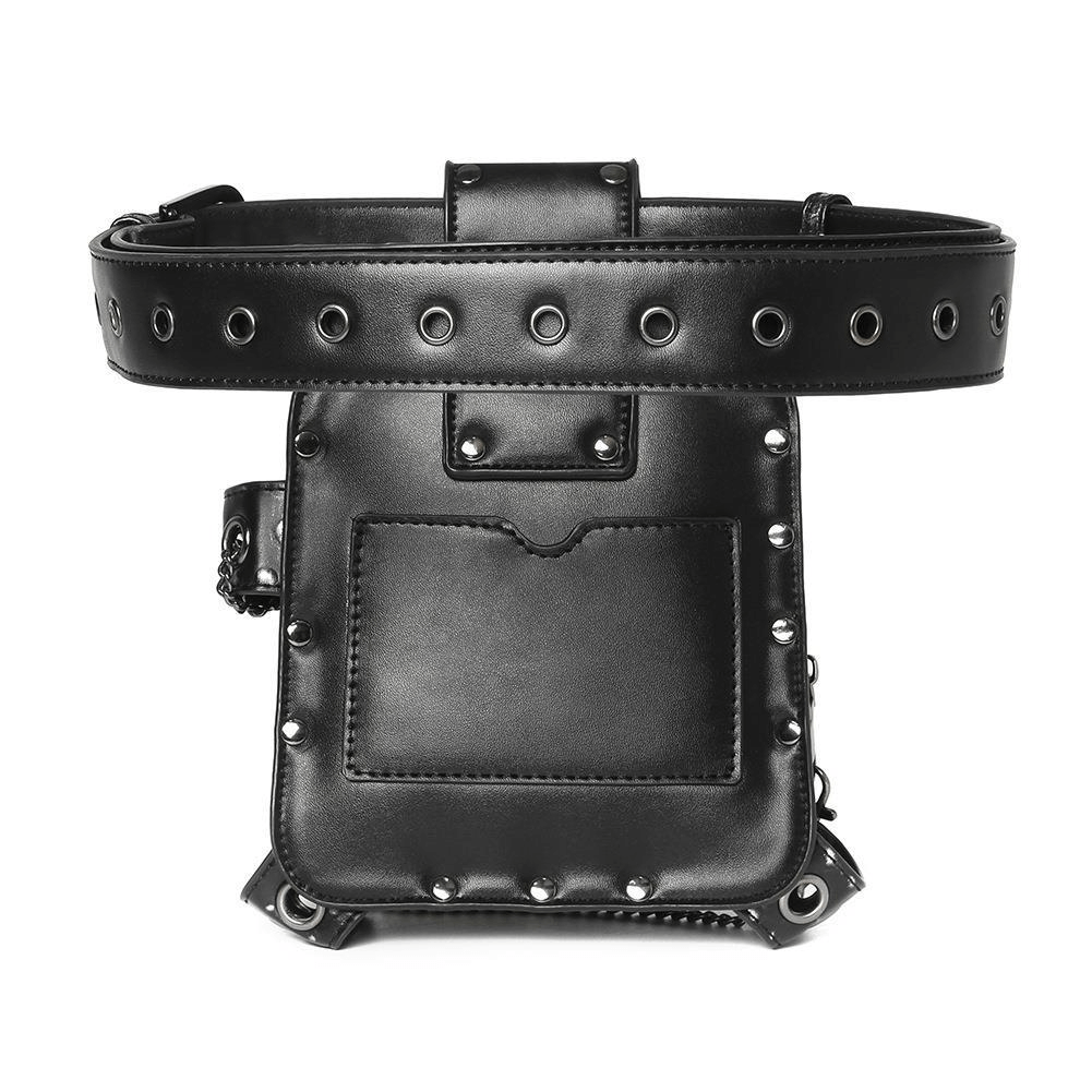 Small Square Motorcycle Unisex Waistbag with Spikes and Chain - HARD'N'HEAVY