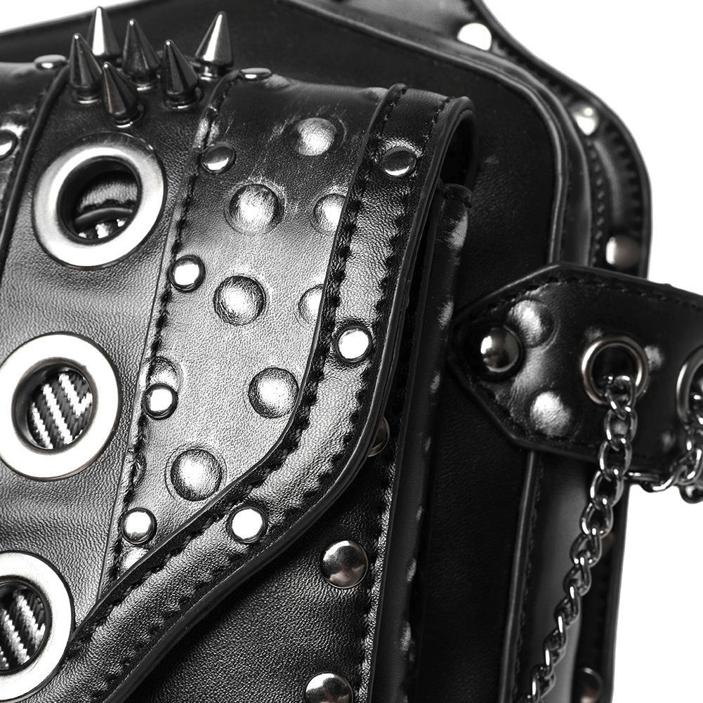 Small Square Motorcycle Unisex Waistbag with Spikes and Chain - HARD'N'HEAVY