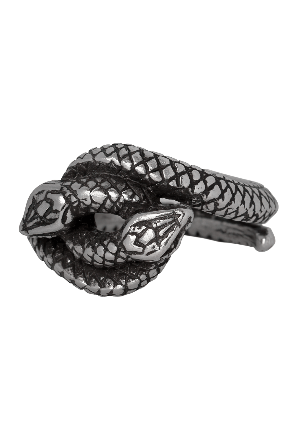 Snake Coiled Consprimus Ring with Intricate Detailing showcasing a Gothic serpent design and twisted heads.