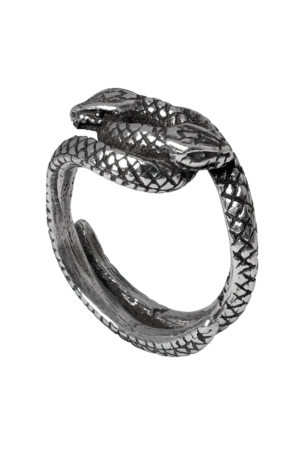 Snake Coiled Consprimus Ring with Intricate Detailing featuring Gothic serpent design and textured snake bodies.