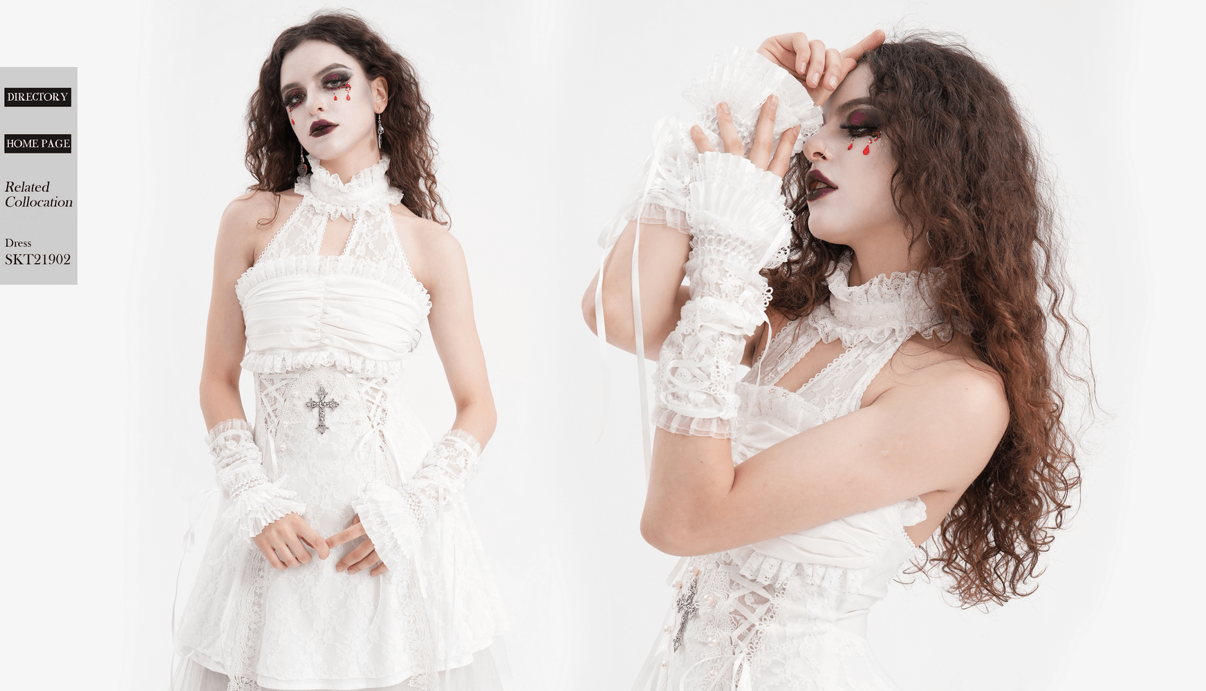 Elegant model in bridal lace fingerless gloves and dress, showcasing sophistication for a chic wedding look.