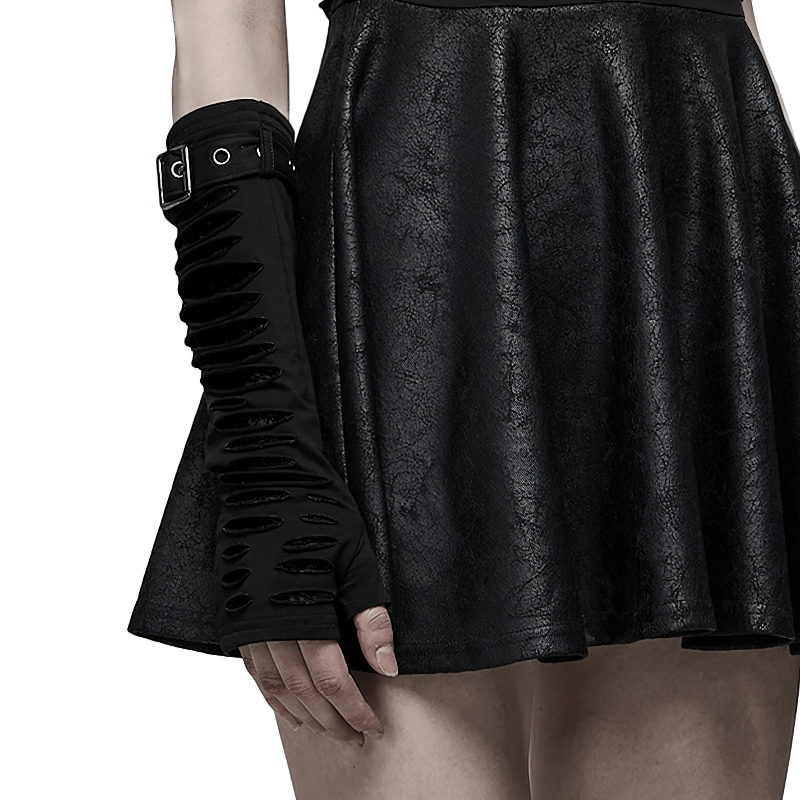 Spider Mesh Spliced Goth Gloves with Removable Loop