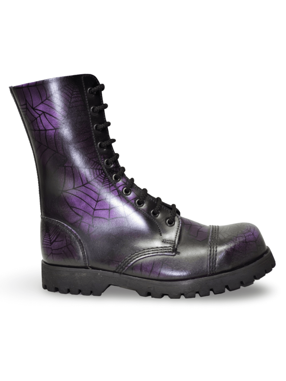 Spider Web Print Rangers Boots with Metal Toe and Laces