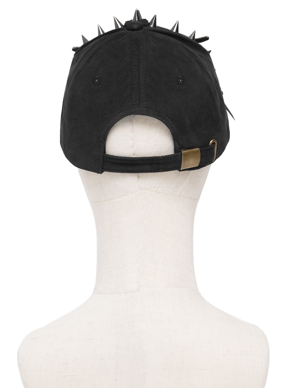 Back view of Spiked Bull Skull Chain Gothic Baseball Cap for Rockers showcasing spikes and adjustable strap.