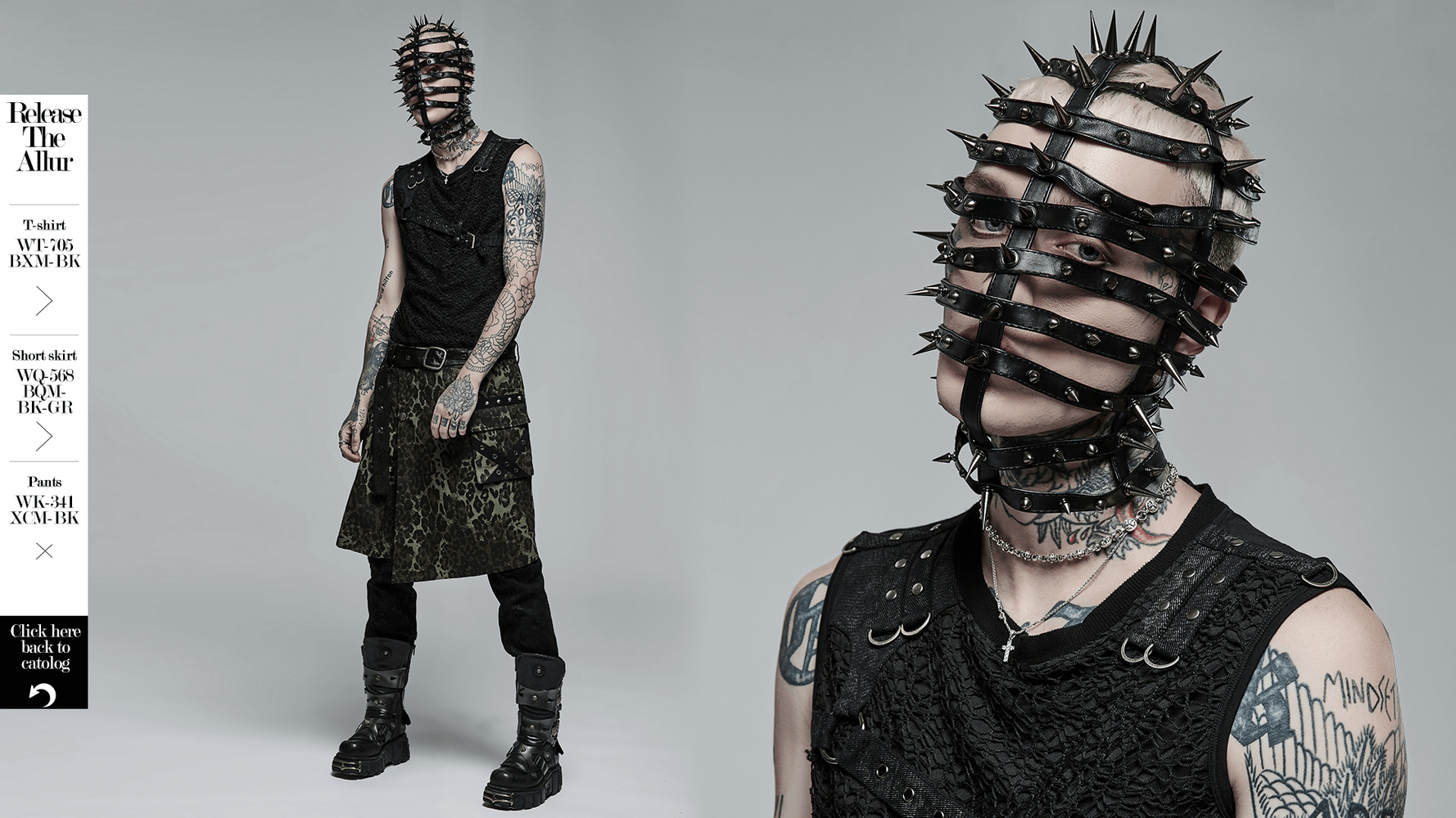Spiked PU Headgear with Adjustable Drawstring