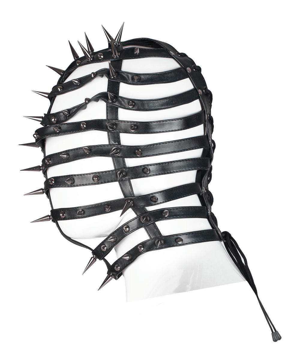 Spiked PU Headgear with Adjustable Drawstring