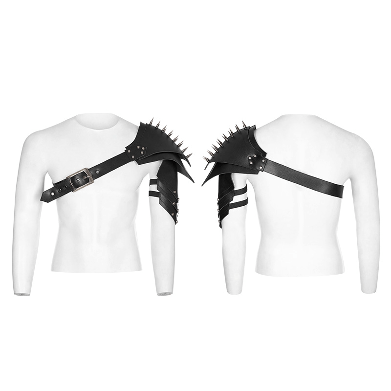 Spiked Punk Shoulder Harness with Metal Buckle, PU Leather Armor Strap featuring Retro Hit Nails for a Rebel Look