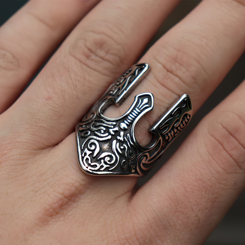 Stainless Steel Viking Warrior Helmet Ring / Totem Amulet Unisex Jewellery - HARD'N'HEAVY