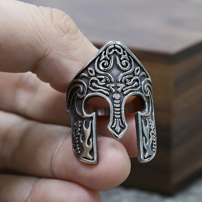 Stainless Steel Viking Warrior Helmet Ring / Totem Amulet Unisex Jewellery - HARD'N'HEAVY