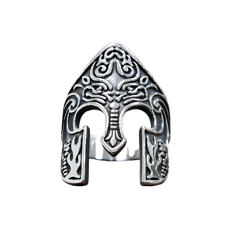 Stainless Steel Viking Warrior Helmet Ring / Totem Amulet Unisex Jewellery - HARD'N'HEAVY