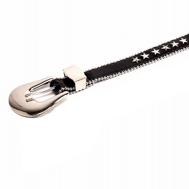 Star Rivets Decoration Leather Trendy Belt / Punk Simple Blank Buckle Belt - HARD'N'HEAVY