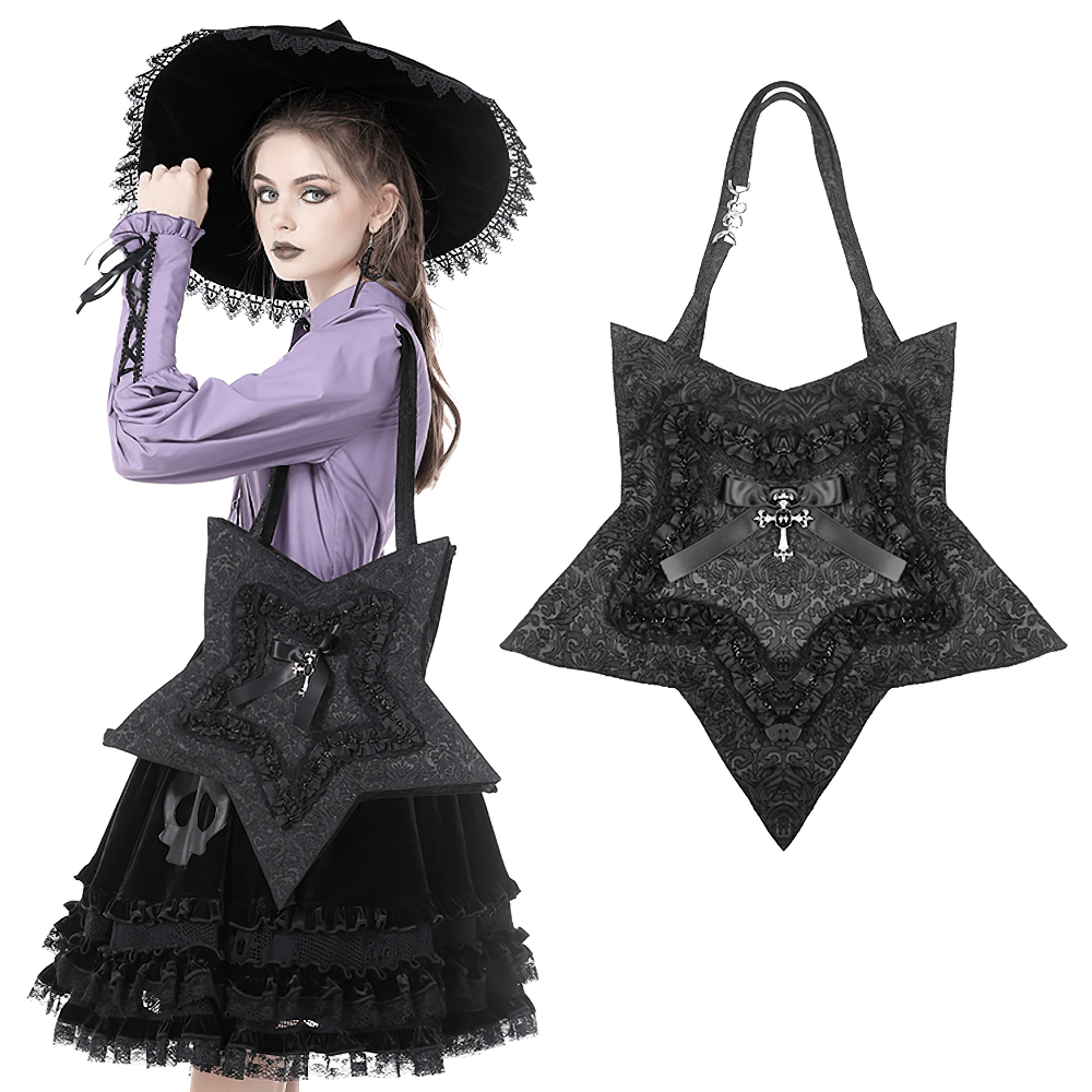 Star-Shaped Black Gothic Bag for Women - Lolita Accessory