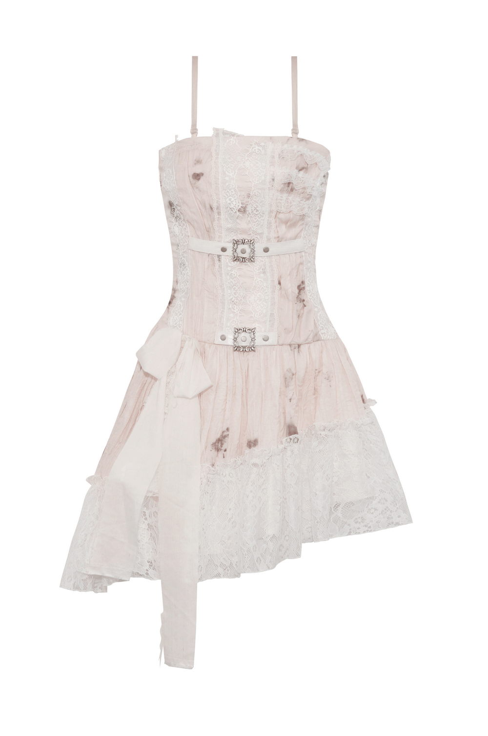 Steampunk Asymmetrical Lace Dress with Tie Dye Accents