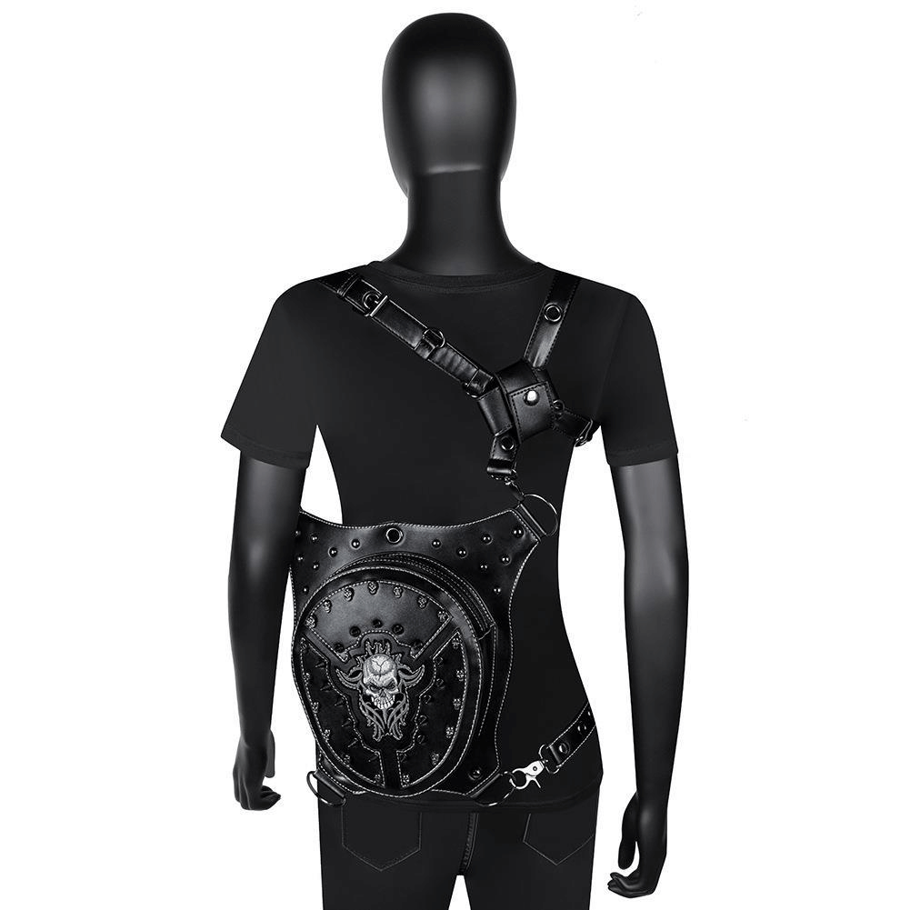 Steampunk Biker Rivets Waist Leg Bag / Unisex Multifunctional Bag - HARD'N'HEAVY