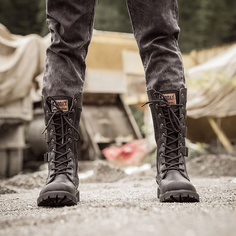 Steampunk Boots / Mid-calf Military Combat Boots / Alternative Fashion Shoes - HARD'N'HEAVY