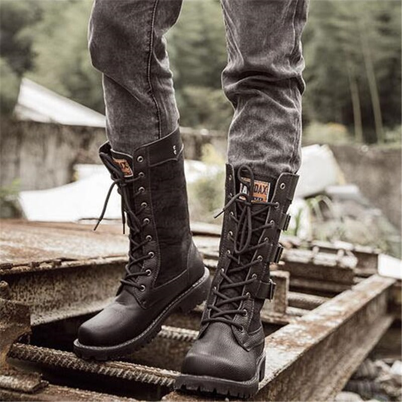 Steampunk Boots / Mid-calf Military Combat Boots / Alternative Fashion Shoes - HARD'N'HEAVY