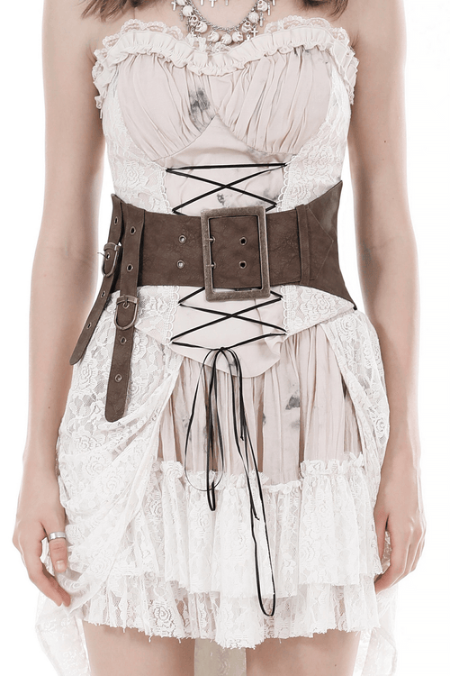 Steampunk-Korsettgürtel aus Kunstleder mit doppelter Schnalle