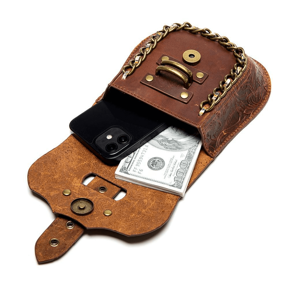 Steampunk Female Single Shoulder Crossbody Embossed Bag with Chain - HARD'N'HEAVY