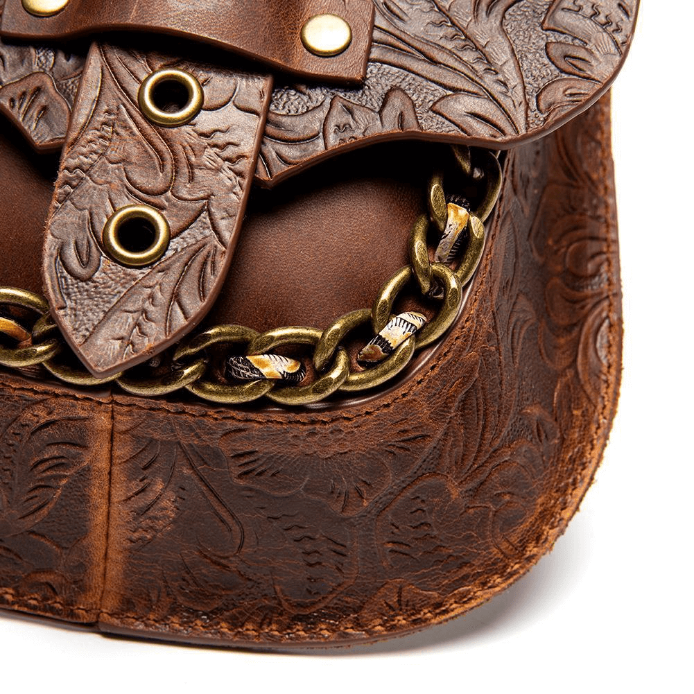 Steampunk Female Single Shoulder Crossbody Embossed Bag with Chain - HARD'N'HEAVY