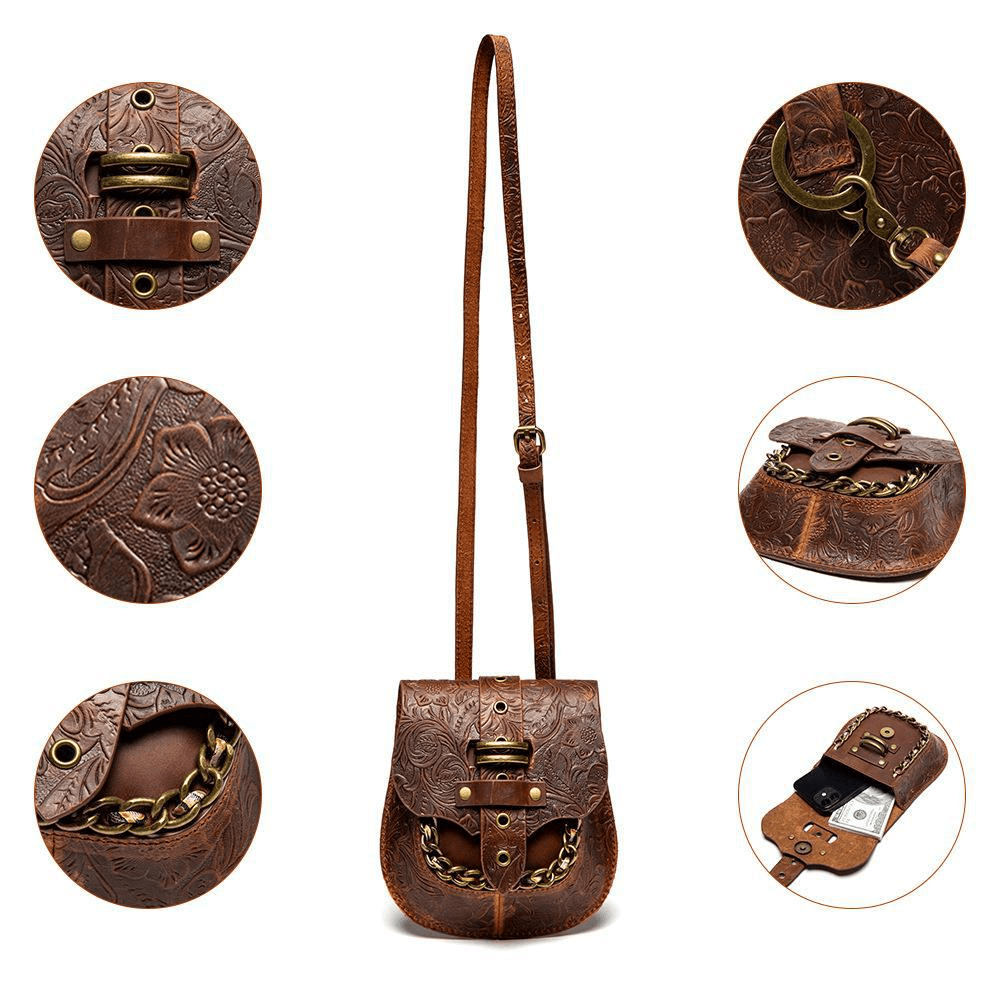 Steampunk Female Single Shoulder Crossbody Embossed Bag with Chain - HARD'N'HEAVY