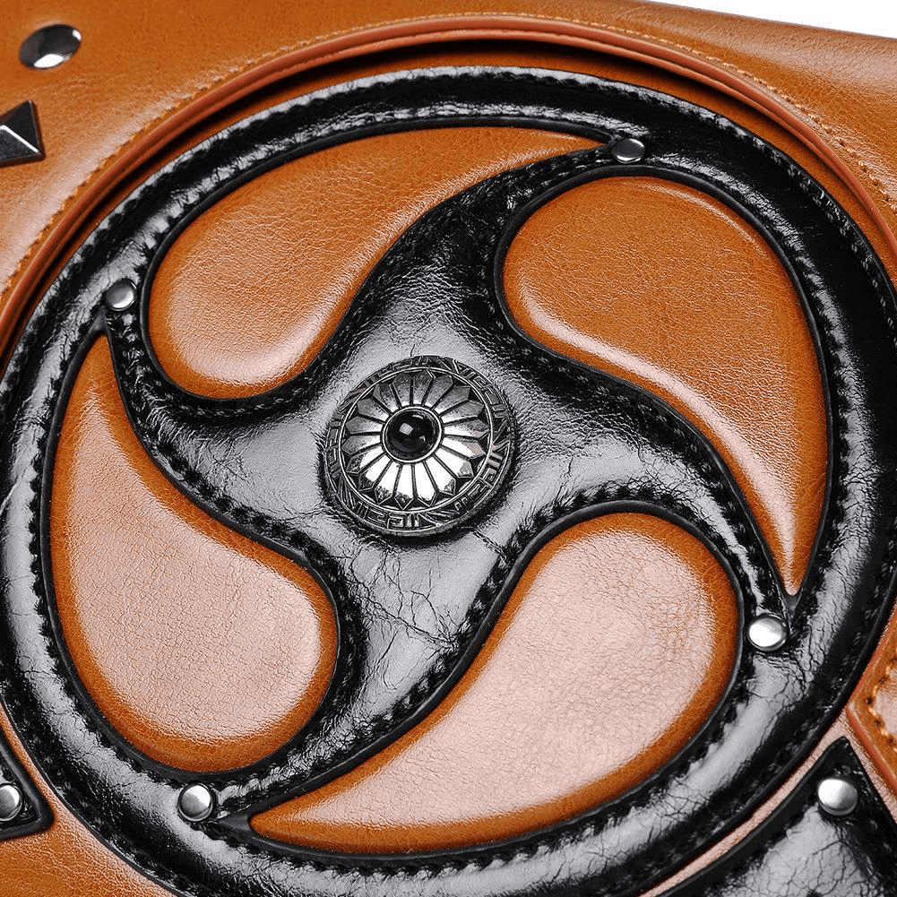 Steampunk Handbag with Metallic Rivets And Turbine-Like Pattern - HARD'N'HEAVY