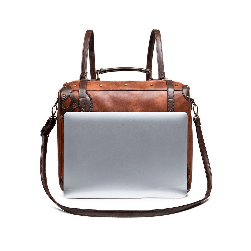 Steampunk Large Capacity Messenger Bag / Rivets Shoulder Computer Bag - HARD'N'HEAVY