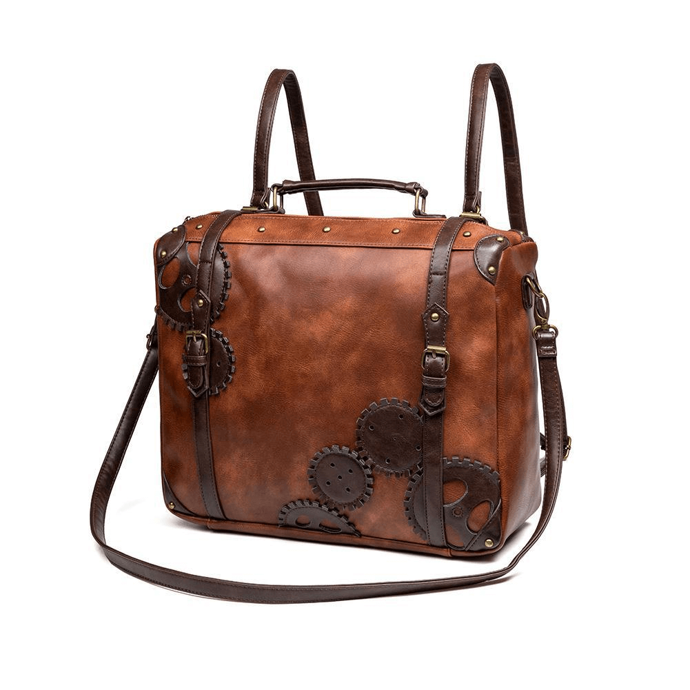 Steampunk Large Capacity Messenger Bag / Rivets Shoulder Computer Bag - HARD'N'HEAVY