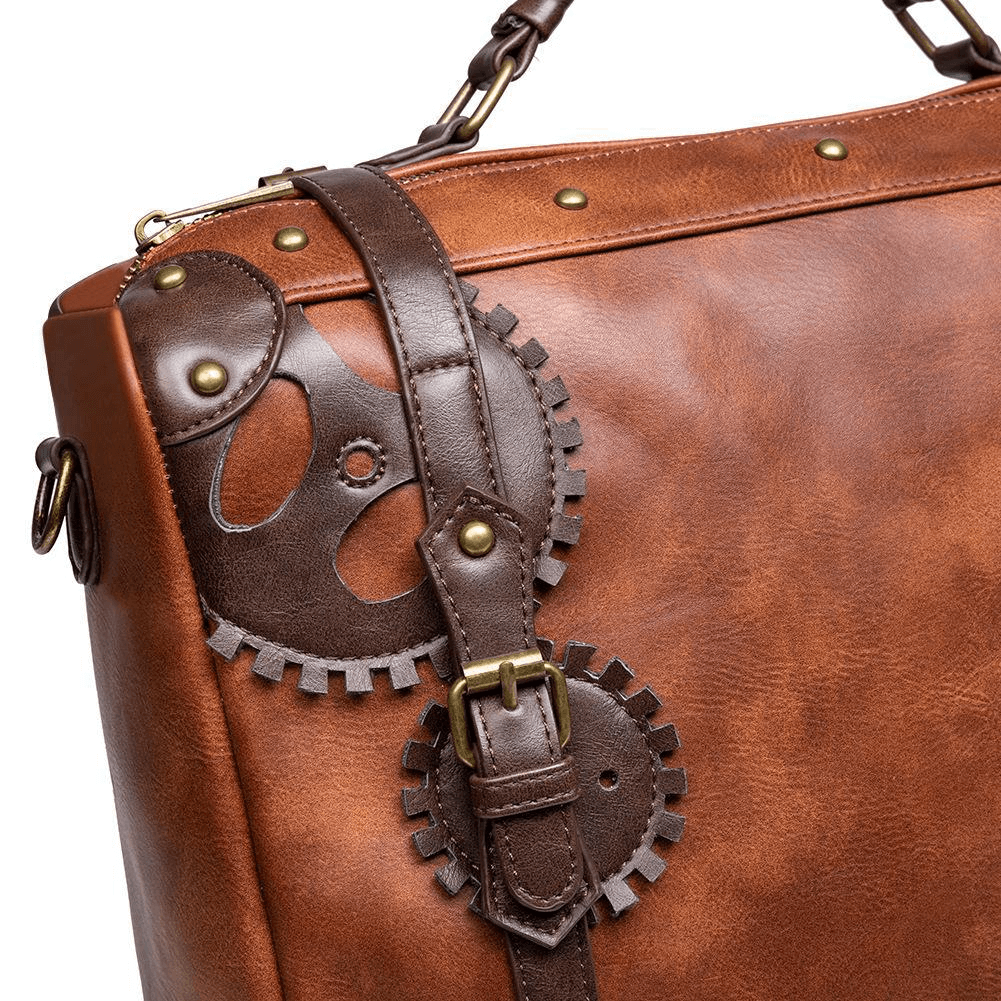 Steampunk Large Capacity Messenger Bag / Rivets Shoulder Computer Bag - HARD'N'HEAVY