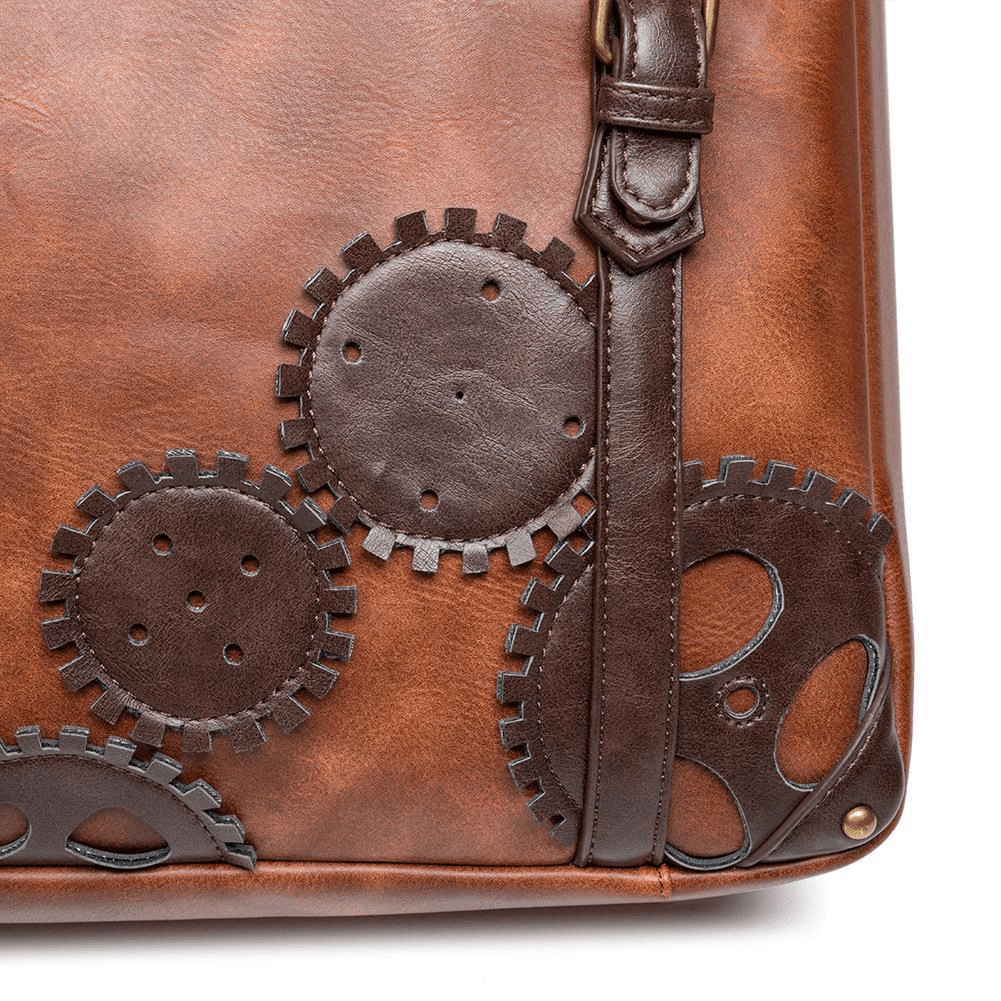 Steampunk Large Capacity Messenger Bag / Rivets Shoulder Computer Bag - HARD'N'HEAVY