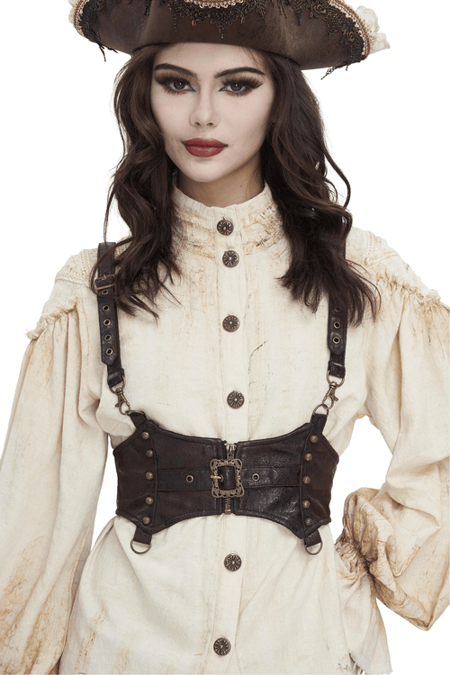 Arnés de cuero Steampunk con correas ajustables y hebilla
