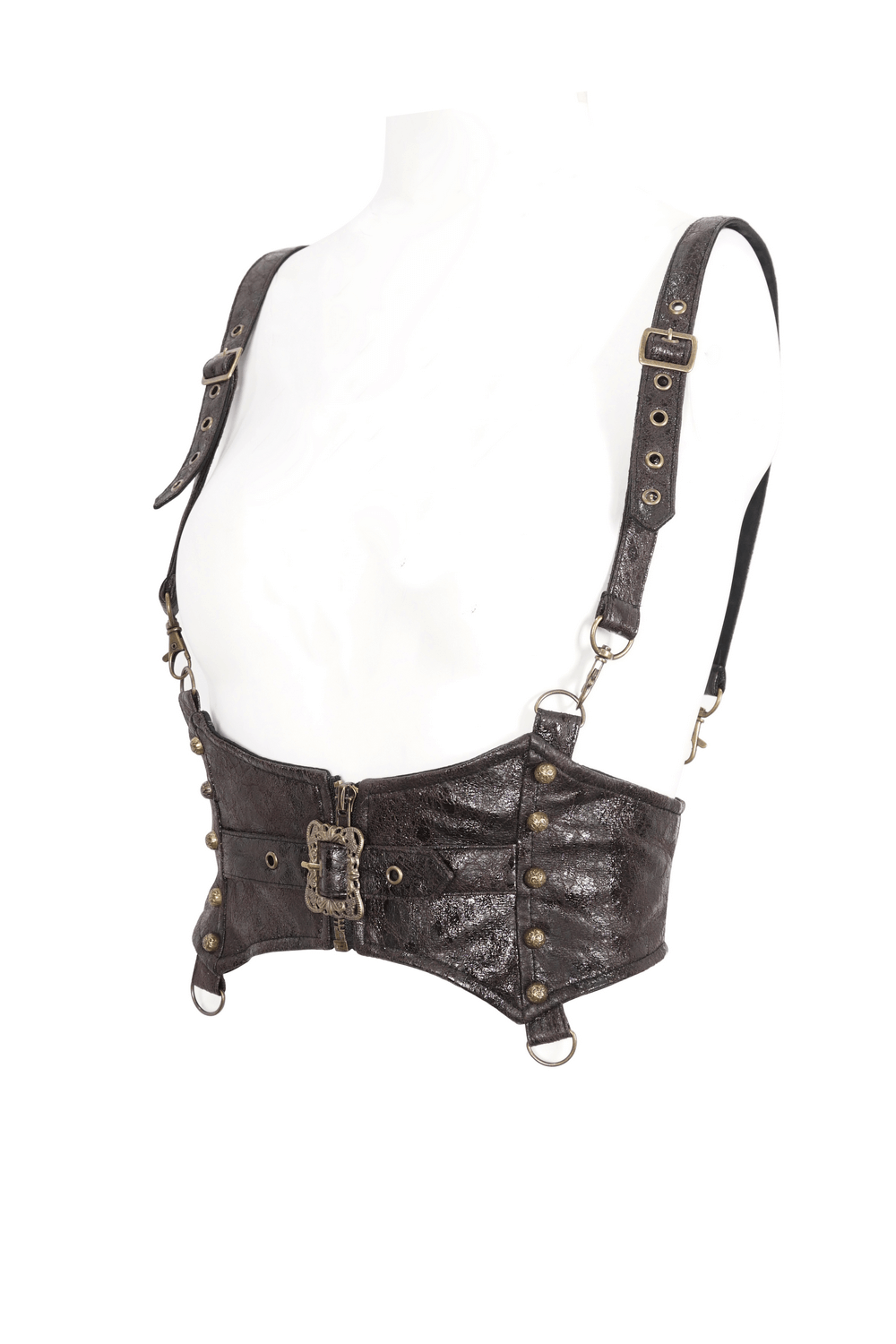 Steampunk Leather Harness with Adjustable Straps and Buckle