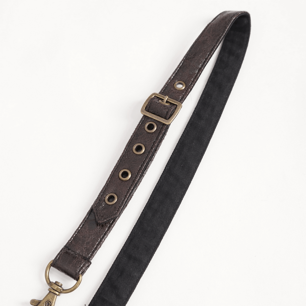Steampunk leather harness with adjustable straps and buckle, perfect for gothic style outfits.