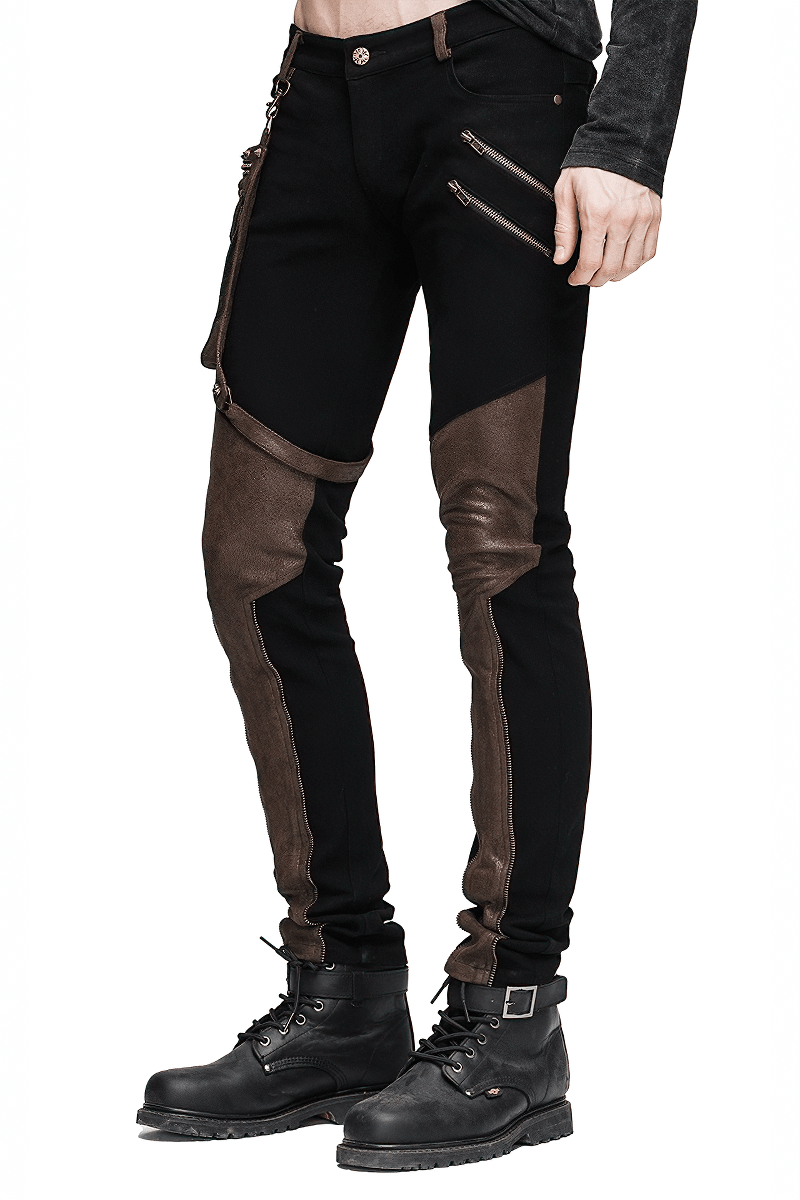 Steampunk Pants with Detachable Side Pocket / Gothic Men's Jeans with Copper Zips - HARD'N'HEAVY