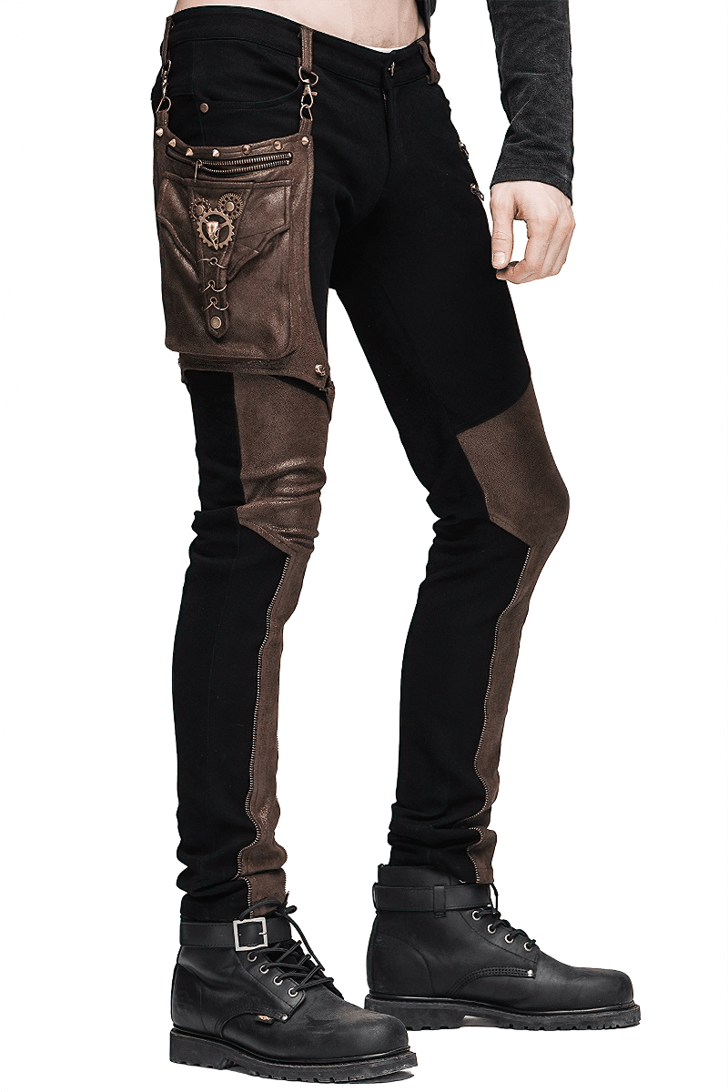 Steampunk Pants with Detachable Side Pocket / Gothic Men's Jeans with Copper Zips - HARD'N'HEAVY