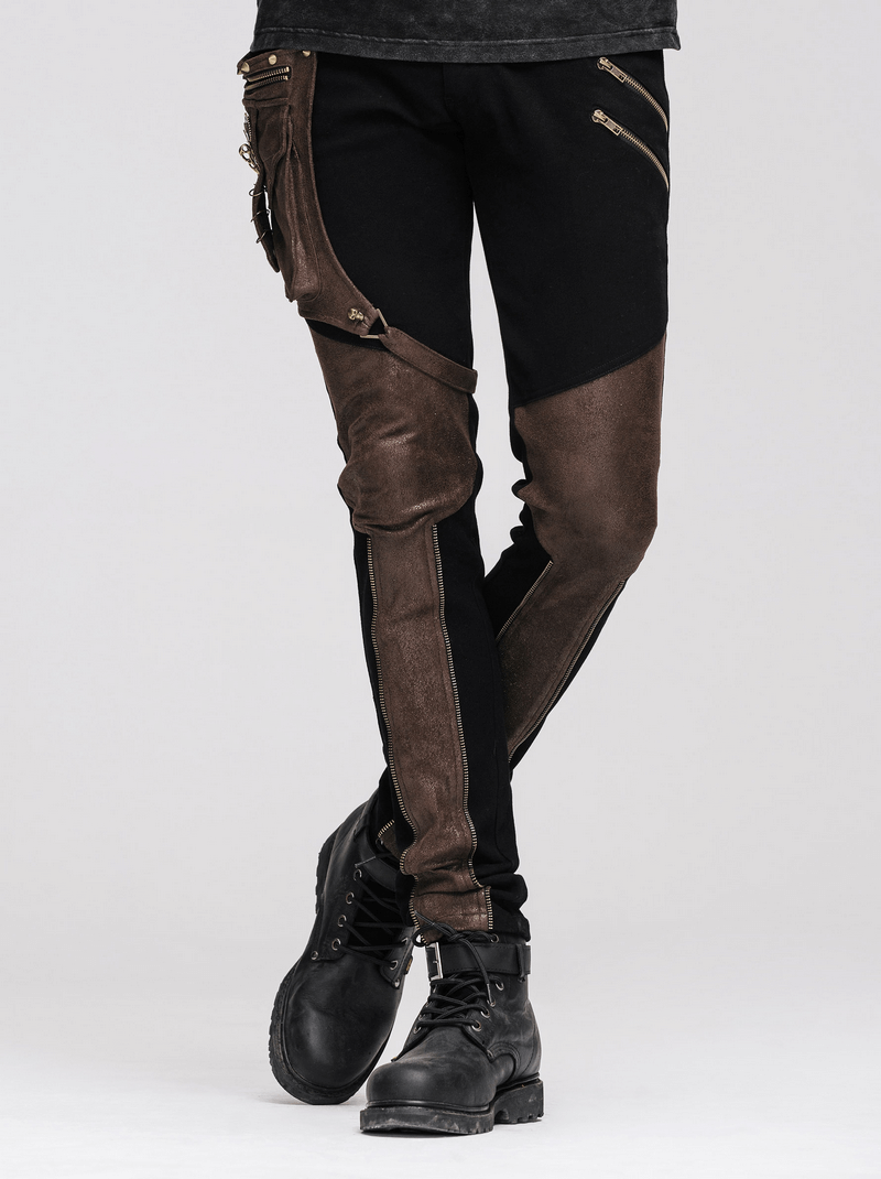 Steampunk Pants with Detachable Side Pocket / Gothic Men's Jeans with Copper Zips - HARD'N'HEAVY