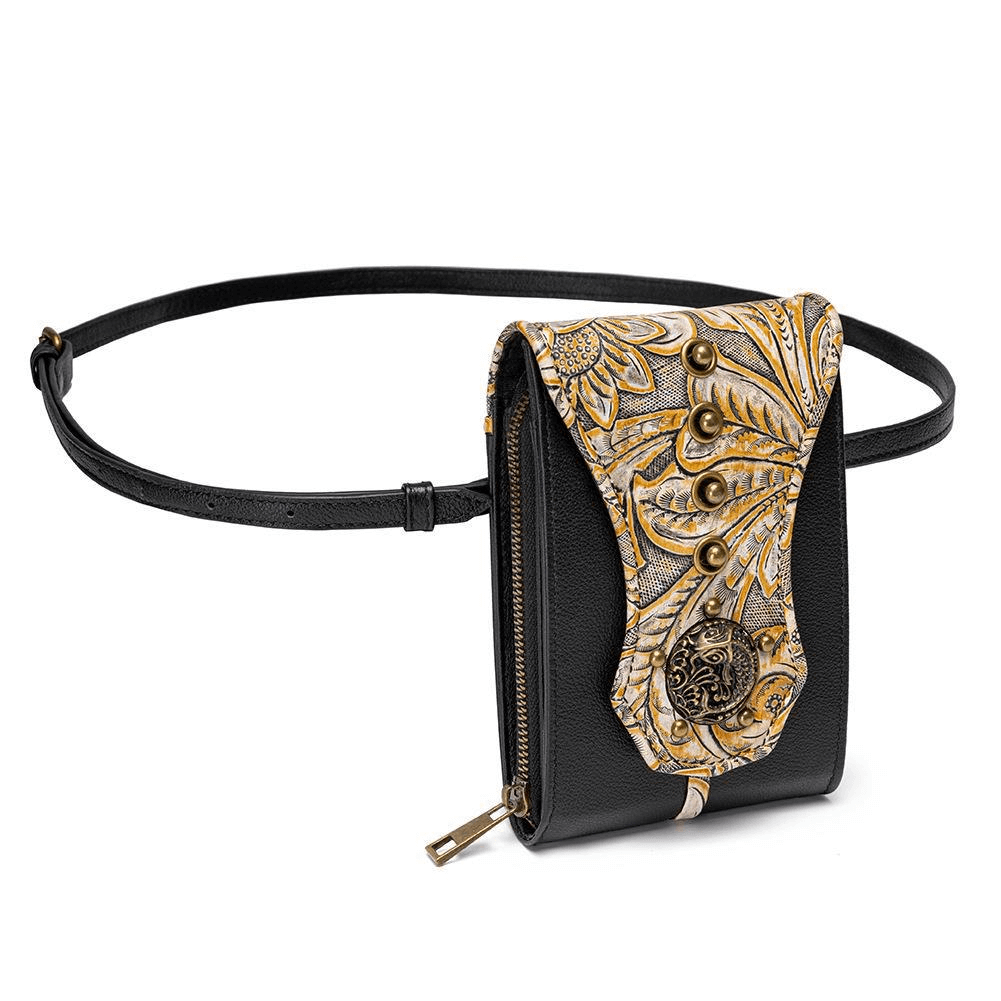 Steampunk Rivets Embossed Mini Shoulder Bag / Vintage Mobile Phone Bag - HARD'N'HEAVY