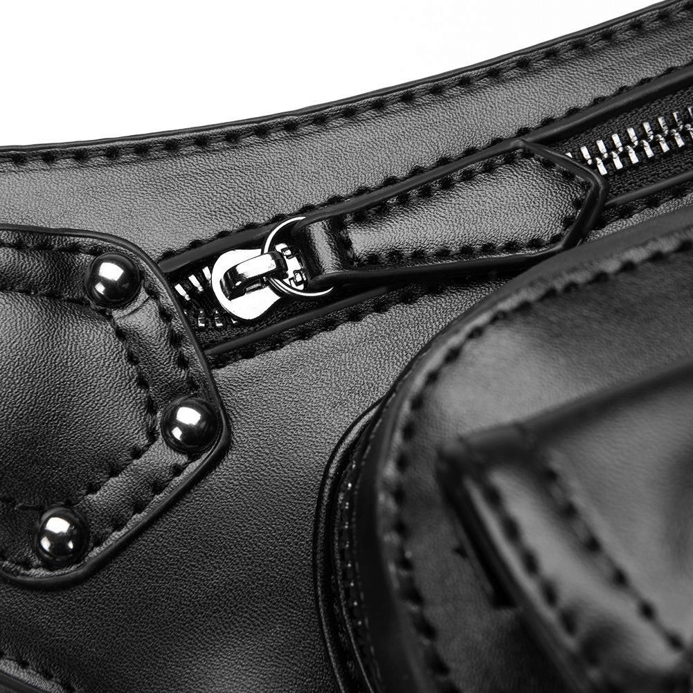 Steampunk Shoulder Crossbody Bag with Rings / Unisex Waist Leg Bag - HARD'N'HEAVY