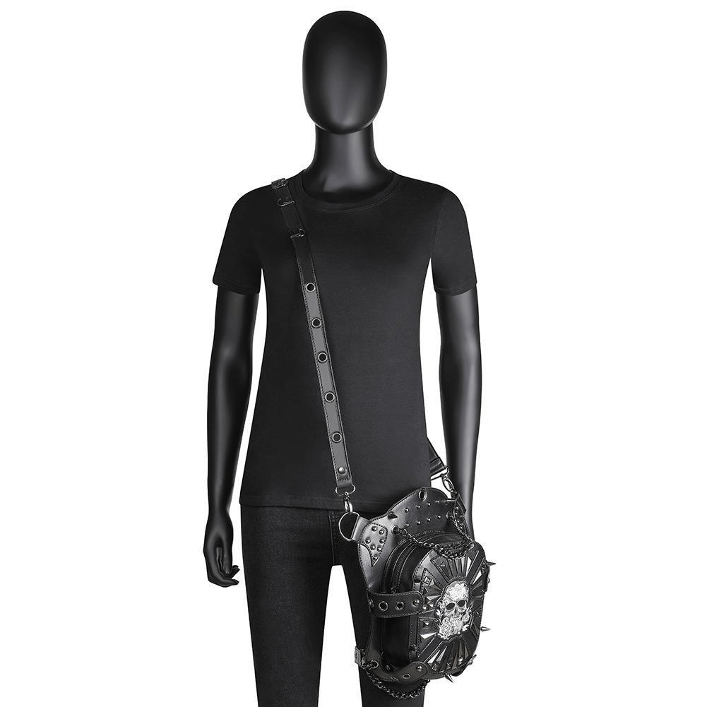 Steampunk Skeleton Pattern Shoulder Waist Bags / PU Leather Motorcycle Bag - HARD'N'HEAVY