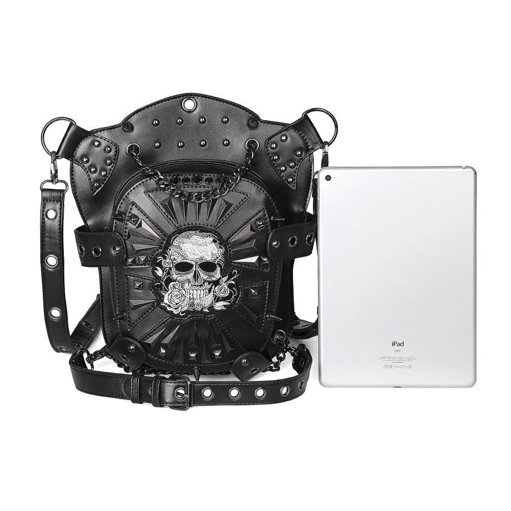 Steampunk Skeleton Pattern Shoulder Waist Bags / PU Leather Motorcycle Bag - HARD'N'HEAVY
