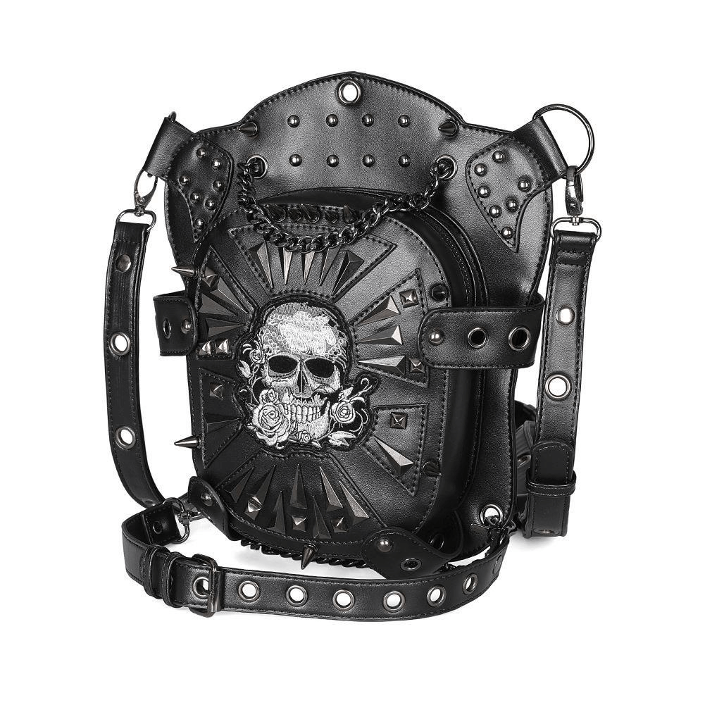 Steampunk Skeleton Pattern Shoulder Waist Bags / PU Leather Motorcycle Bag - HARD'N'HEAVY