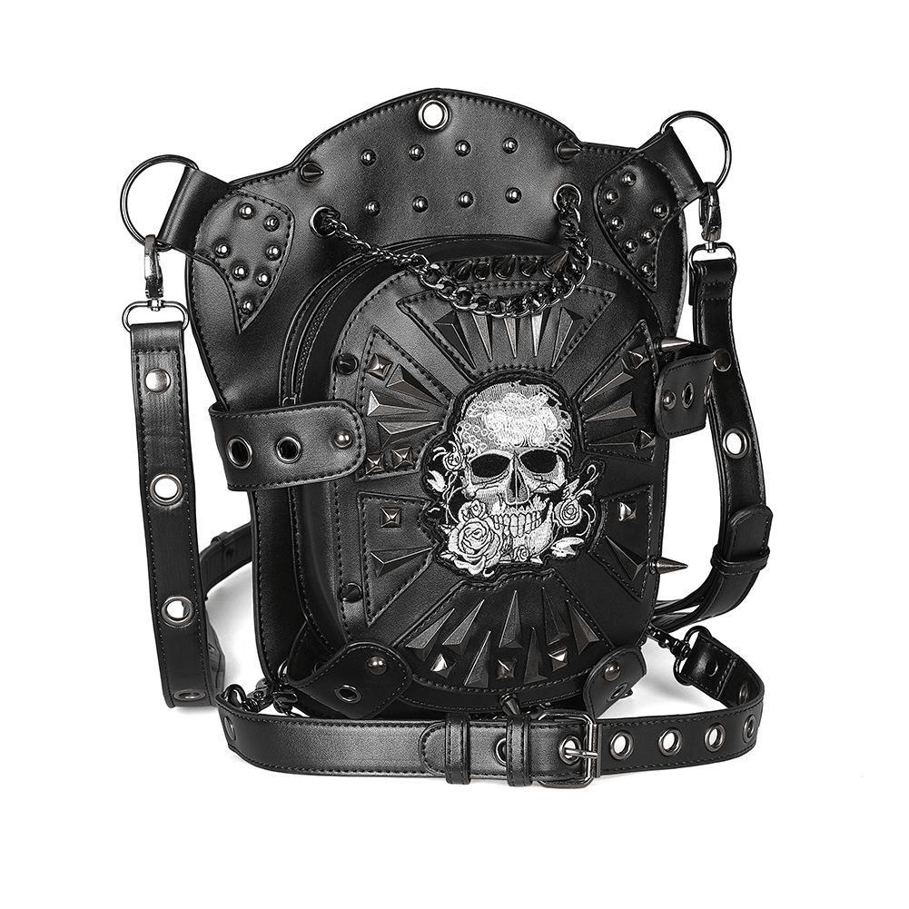 Steampunk Skeleton Pattern Shoulder Waist Bags / PU Leather Motorcycle Bag - HARD'N'HEAVY
