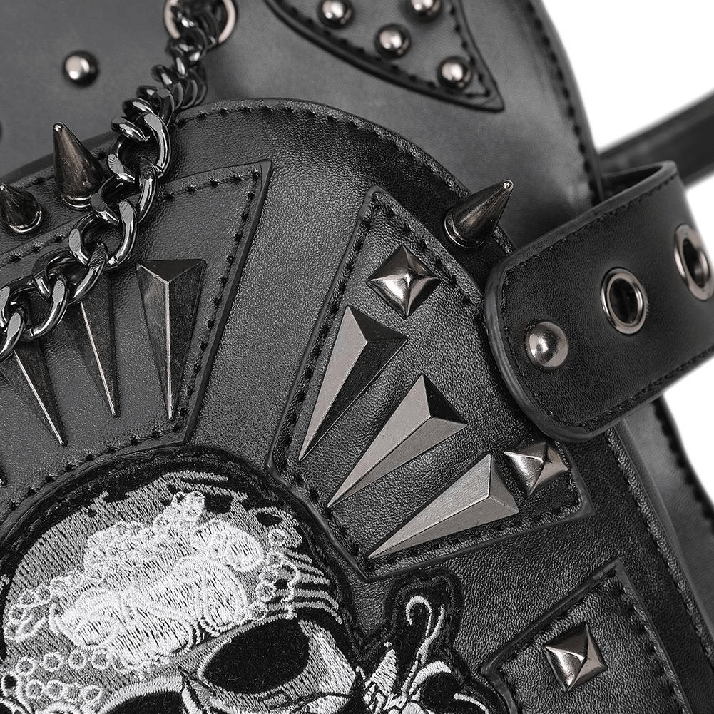 Steampunk Skeleton Pattern Shoulder Waist Bags / PU Leather Motorcycle Bag - HARD'N'HEAVY