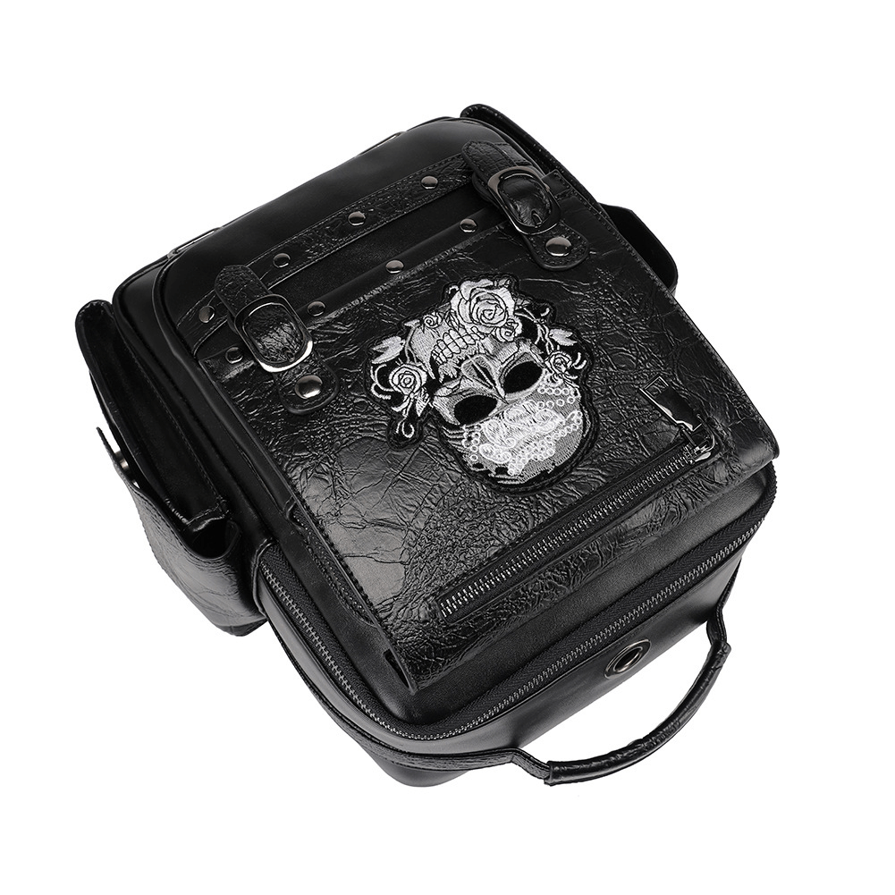 Steampunk Skull Head Rose Embroidered Backpack / Durable Large Capacity Rucksack - HARD'N'HEAVY