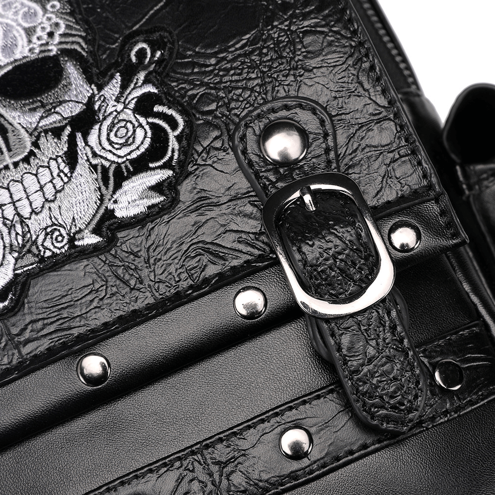 Steampunk Skull Head Rose Embroidered Backpack / Durable Large Capacity Rucksack - HARD'N'HEAVY