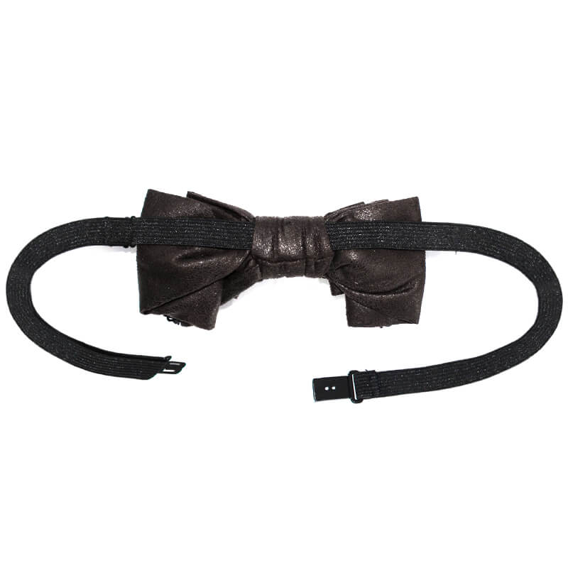 Steampunk style women's bow tie in dark brown with adjustable strap, perfect accessory for stylish outfits.