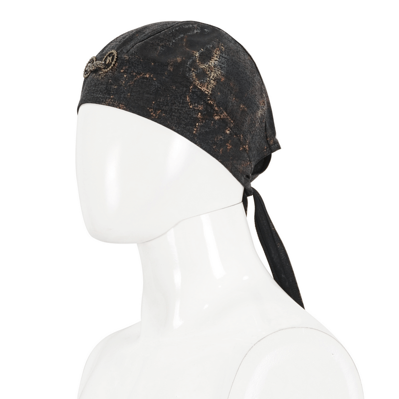 Stylish men's steampunk bandana featuring two gears, perfect accessory for fashion-forward gentlemen.