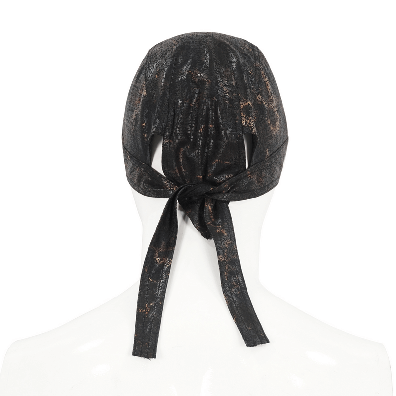 Stylish steampunk men's bandana with twin gears, adding a bold touch to any outfit.